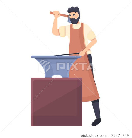 Medieval blacksmith icon cartoon vector. Middle anvil man 79371799