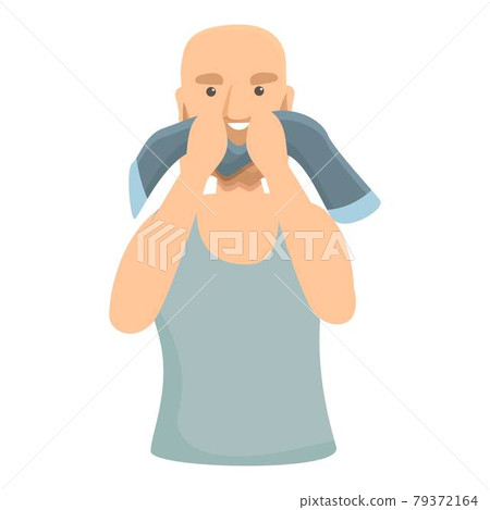 Man face wash icon cartoon vector. Care face soap 79372164