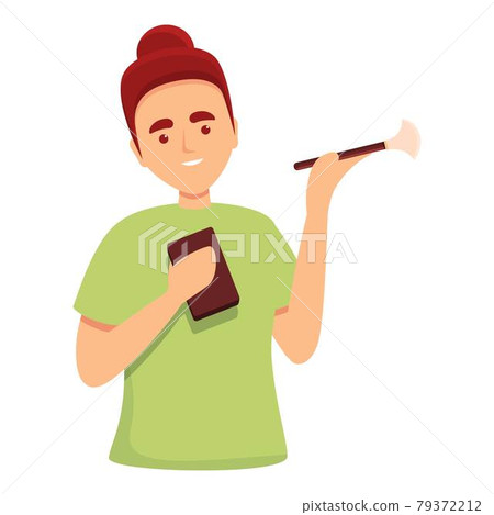 Girl face makeup icon cartoon vector. Woman beauty skin 79372212