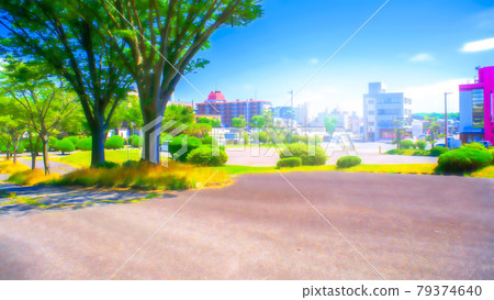 Sidewalk around the stadium Animation style processing Sidewalk around the stadium Animation style processing 79374640