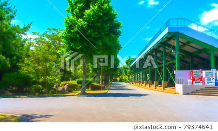 Sidewalk around the stadium Animation style processing 79374641
