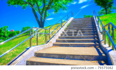 Stairs around the stadium Animation style processing Stairs around the stadium Animation style processing 79375082