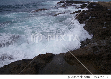 Rough waves in the Sea of Japan, waves bursting into tuff, Tango Peninsula 79375597