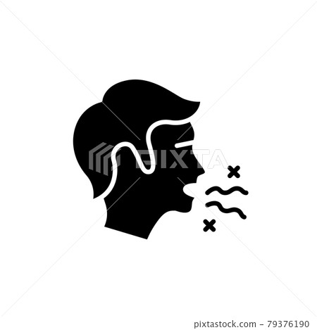 Bad smell from mouth line icon. Isolated vector element. Bad smell from mouth line icon. Isolated vector element. 79376190