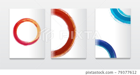 Brochure or booklet design template with watercolor circle. Corporate report or advertizing mockup with colorful ink ring. Brochure or booklet design template with watercolor circle. Corporate report or advertizing mockup with colorful ink ring. 79377612