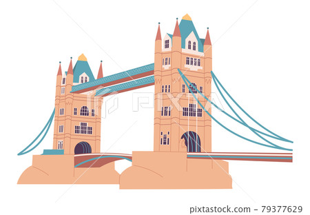 Tower Bridge in London on white background. - Stock Illustration ...