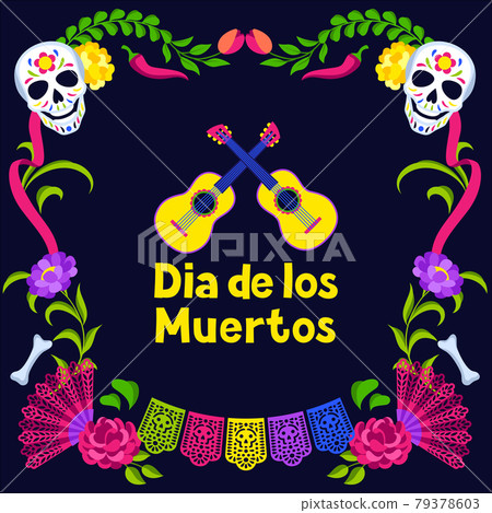 Day of the Dead decorative frame. Dia de los muertos. Mexican celebration. Day of the Dead decorative frame. Dia de los muertos. Mexican celebration. 79378603