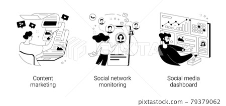 SMM strategy abstract concept vector illustrations. 79379062