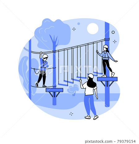 Summer ropes course abstract concept vector illustration. Summer ropes course abstract concept vector illustration. 79379154