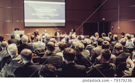 Round table discussion at business conference event. 79379236