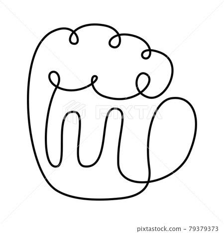 beer mug with foam drawn one line on a white background. Continuous black outline doodle. Vector illustration 79379373