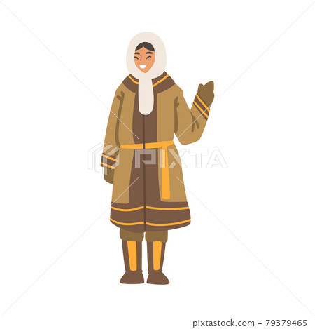 Polar Woman Character Waving her Hand, North Girl in Traditional Eskimos Clothing Cartoon Vector Illustration Polar Woman Character Waving her Hand, North Girl in Traditional Eskimos Clothing Cartoon Vector Illustration 79379465