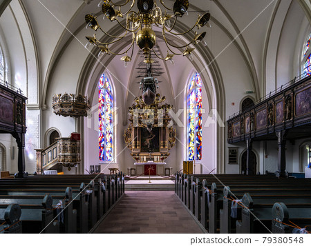 The interior of the St Jurgen church at Juergensby in Flensburg, Germany 79380548