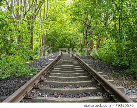Abandoned railway track near the harbor in flensburg, northern germany Abandoned railway track near the harbor in flensburg, northern germany 79380576