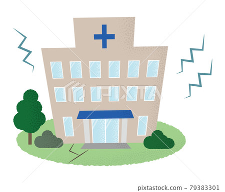 Vector illustration of a hospital suffering from an earthquake Vector illustration of a hospital suffering from an earthquake 79383301