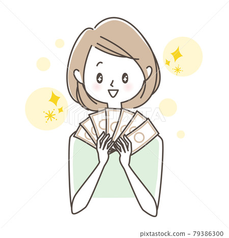 A woman who rejoices with a lot of money A woman who rejoices with a lot of money 79386300