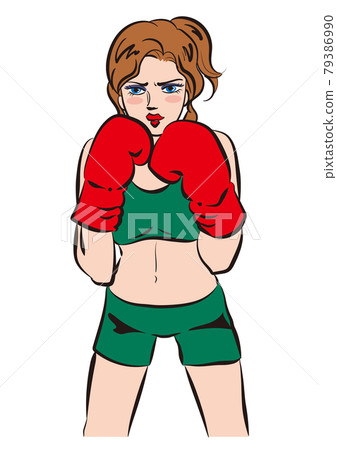 American comic style boxing woman (white background) 79386990