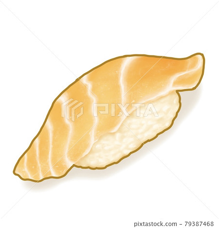Salmon sushi, a digital painting of Japanese sushi rice with slided salmon fish topping seafood raster 3D illustration isolated on white background. Salmon sushi, a digital painting of Japanese sushi rice with slided salmon fish topping seafood raster 3D illustration isolated on white background. 79387468
