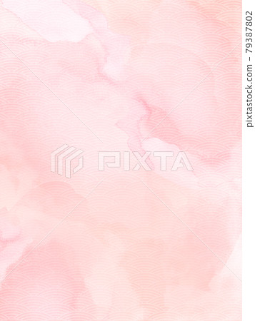 Pink watercolor texture and Japanese pattern 79387802