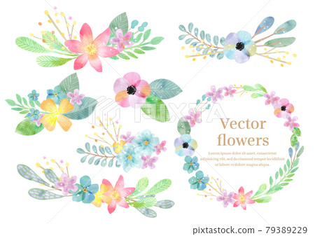 Watercolor floral decoration set 79389229