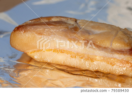Smoked pork block meat making bacon 79389430