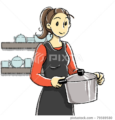 Illustration of a woman cooking Illustration of a woman cooking 79389580