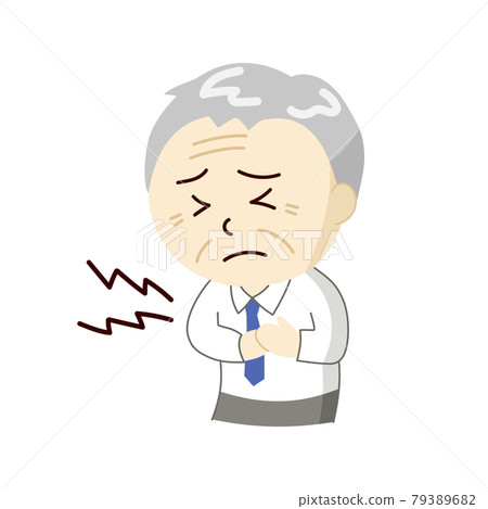 Senior businessman holding his chest in pain Senior businessman holding his chest in pain 79389682