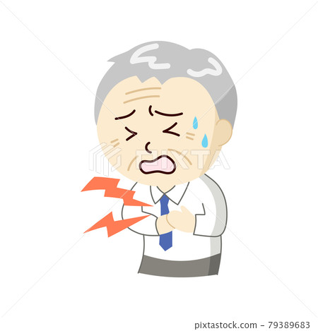 A painful senior businessman who holds his chest in pain A painful senior businessman who holds his chest in pain 79389683