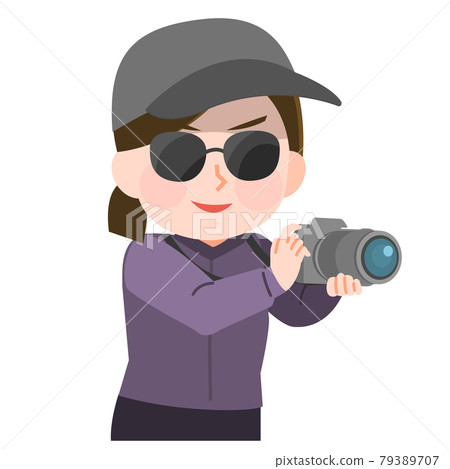 Illustration of a suspicious woman taking a secret shot with a single-lens reflex camera Illustration of a suspicious woman taking a secret shot with a single-lens reflex camera 79389707