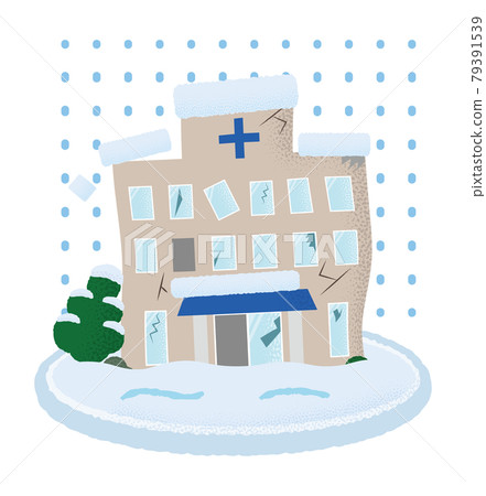 Vector illustration of a hospital suffering from heavy snowfall Vector illustration of a hospital suffering from heavy snowfall 79391539