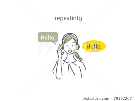 Simple and stylish line drawing illustration material for women learning English Simple and stylish line drawing illustration material for women learning English 79392267