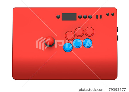 Vintage arcade stick with joystick and tournament-grade buttons on white Vintage arcade stick with joystick and tournament-grade buttons on white 79393577