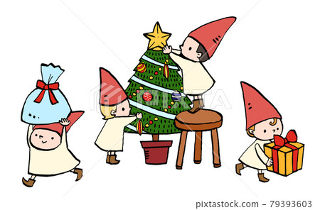 一個小矮人的聖誕節準備插圖 79393603