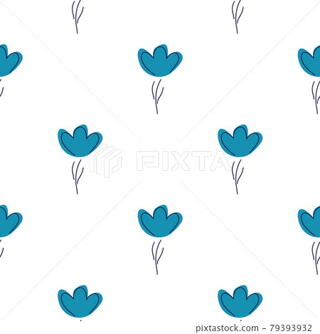 Decorative seamless pattern with simple blue... - Stock Illustration ...