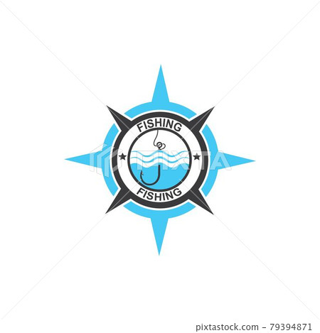 fishing hook  logo icon vector compass concept illustration 79394871