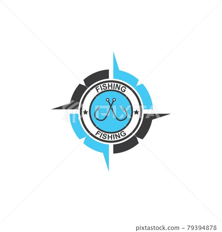 fishing hook  logo icon vector compass concept illustration 79394878