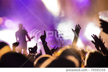 concert with the silhouette of the band 79395356