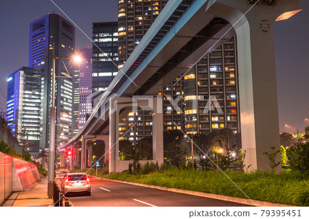 《Tokyo》 Night view of Shiodome ・ Office building and tower apartment 79395451