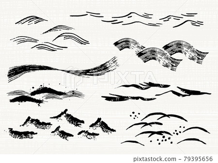 Japanese style material wave illustration set Japanese style material wave illustration set 79395656