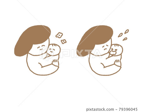 媽媽和寶寶的簡單線條畫插圖 媽媽和寶寶的簡單線條畫插圖 79396045