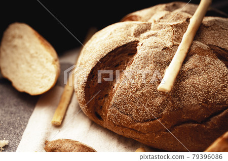 Macro shot of freshly baked bread loaf Macro shot of freshly baked bread loaf 79396086