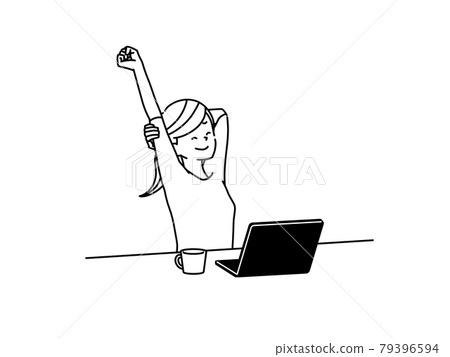 Woman working on a growing computer-black 79396594