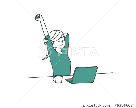 Woman working on a growing computer-2 colors Woman working on a growing computer-2 colors 79396608