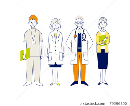 在醫院工作的人的插圖載體 79396800
