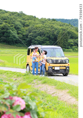 Happy family photo, slow life with Down Syndrome angel and country life 79398433
