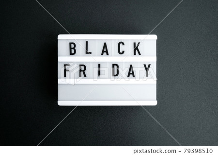 Lightbox with text BLACK FRIDAY on dark background, Sale shopping concept. 79398510