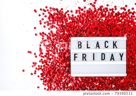 Lightbox with text BLACK FRIDAY on white background, Sale shopping concept. Template Black friday sale mockup fall thanksgiving promotion advertising. Holiday 79398511