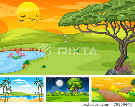 Four different scene of nature park and forest Four different scene of nature park and forest 79399446