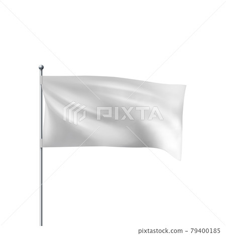 White flag waving in the wind. Realistic 3D horizontal vector flag 79400185