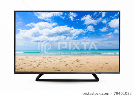Television monitor Seascape and sky isolated on white background. with clipping path Television monitor Seascape and sky isolated on white background. with clipping path 79401083